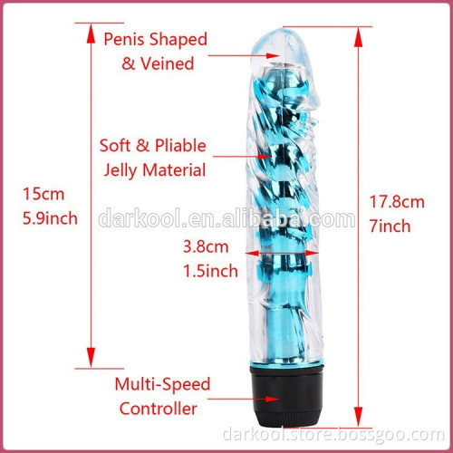DD-033/Best Selling Jelly Multi-Speeds Super Soft Flexible Vagina Vibrator Dildo For Women